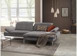 Ecksofa W.SCHILLIG "enjoy&MORE, Designsofa, elegant und bequem, L-Form", grau (grau r66), B:294cm H:87cm T:185cm, Chenille-Flachgewebe R66 (85% Polyester, 15% Nylon);Longlife Xtra-Leder Z59: Glattleder mit modischer Prägung. Hautstärke 0, 9 - 1, 1 mm;Stoff S37 (100% Polyester), Sofas, Ecksofa, mit Sitztiefenverstellung, Füße Chrom glänzend, Breite 294 cm