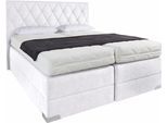 Boxspringbett, weiß, B:190cm L:212cm, Bezug der Obermatratze: 100% Polyester, Bezug abnehm- und waschbar bis 60C;Unterbox und Kopfteil: Microvelours-Bezug (100% Polyester), WESTFALIA SCHLAFKOMFORT, Komplettbetten, Boxspringbett