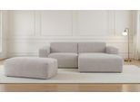 Ecksofa INOSIGN "Koa,228cm, L-Form, Modulsofa, Webstoff, Cord, Struktur, Chenille", cream, B:228cm H:88cm T:159cm, 100% Polyester, Sofas, Ecksofa, Designsofa, Set, Hocker inklusive, weicher Lounge-Sitzkomfort