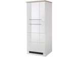 Kühlumbauschrank KOCHSTATION "KS-Wien", weiß (weiß hochglanz), B:60cm H:165cm T:60cm, MDF, Schränke, Kühlumbauschrank, 60 cm breit, für Einbaukühlschrank