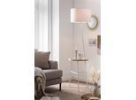 SALESFEVER Stehlampe "Afini", weiß, 1, Ø 40cm H: 155cm, 1 Stk., Leuchten, mit Holztablett, Stehlampe