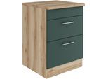 Kochfeldumbauschrank OPTIFIT "Bella", grün (steingrün, wildeiche, wildeiche), B:60cm H:84,8cm T:60cm, Holzwerkstoff, Schränke, Kochfeldumbauschrank, Breite 60 cm, für Kochfelder, 2 Auszüge