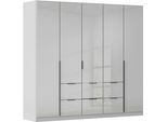 Drehtürenschrank OTTO HOME "Kleiderschrank Kleiderschränke Schrank Garderobe AGORDO mit Glasfront", grau (seidengrau, glas seidengrau), B:226cm H:210cm T:54cm, Holzwerkstoff, Schränke, Drehtürenschrank, mit Außenschubkästen, in 7 Breiten und 2 Höhen MADE IN GERMANY