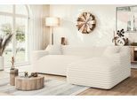Ecksofa HOME AFFAIRE "LILLIANA Designsofa, L-Form mit Recamiere rechts/links bestellbar", beige (creme), B:256cm H:76cm T:160cm, 100% Polyester, Sofas, Ecksofa, L-Form mit Wellenunterfederung, Maße B/T/H: 256/160/76 cm
