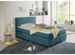 Boxspringbett HOME AFFAIRE "Eliana", blau (petrol), B:147cm L:210cm, Komplettbetten, Boxspringbett, inkl. Topper, in 4 Breiten, 3 Matratzenarten und 2 Härtegraden