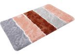 Badematte HOMIE LIVING "Rio Marina", braun (braun, grau), H:30mm, Polyester, Badematten, Badematte, flauschiger Badteppich, modern gestreift, waschbar, Badezimmerteppich