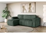 Ecksofa OTTO HOME "Zacharia wahlweise Schlafsofa mit Bettkasten, B/T/H 250/166/86 cm", grün (dunkelgrün), B:250cm H:86cm T:166cm, 100% Polyester, Sofas, Ecksofa, L-Form mit Wellenunterfederung, Recamiere beidseitig montierbar