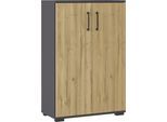 Aktenschrank GERMANIA "Profi 3.0", grau (graphit, grandson, eiche, nachbildung), B:80cm H:123cm T:40cm, Holzwerkstoff, Schränke, Aktenschrank, erhältlich in zwei Höhen