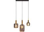 NÄVE Pendelleuchte "Fumo", schwarz, 3, H: 150cm, 1 Stk., Leuchten, aus Metall in Schwarz/Gold und Rauchglas, Länge ca. 83 cm, Höhe 150 cm, Pendelleuchte