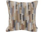Dekokissen H.O.C.K. "Howy", bunt (beige, schwarz, gelbgrün, braun, gemustert), B:50cm H:10cm L:50cm, Baumwolle, Polyester, Dekokissen_Sitzkissen_Kissenhüllen, Dekokissen, mit weißem Keder, Kissenhülle mit Füllung, 1 Stück