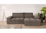 Ecksofa HOME AFFAIRE "ALVERIE mit Recamiere, moderne Steppung, Maße: B/T/H 274/203/106 cm", braun, B:274cm H:106cm T:203cm, 100% Polyester, Sofas, Ecksofa, L-Form mit Wellenunterfederung, mit 4 Rückenkissen, pflegeleicht Stoff