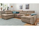Wohnlandschaft SIT & MORE "Riva U-Form", beige, B:337cm H:92cm T:95cm, Struktur (100% Polyester);Flachgewebe (100% Polyester);Luxus-Microfaser (100% Polyester), Sofas, Wohnlandschaft, wahlweise mit Bettfunktion
