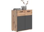 Sideboard HOME AFFAIRE "Riga, Breite 90 cm, 2 Türen mit Softclose, 4 Einlegeböden, 6 Fächer", braun (nox oak nb, basalt grau nb), B:80cm H:87cm T:40cm, Sideboards, Sideboard, hochwertige Rillenfräsung, Schuhkommode, Kommode, Anrichte, Schrank