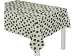 Tischdecke ADAM "Dots", grün (natur, dunkelgrün), B:220cm L:145cm, Bio-Baumwolle, Leinen, Tischdecken, Tischdecke, aus Leinen und Bio-Baumwolle