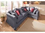 Ecksofa HOME AFFAIRE "Luise L-Form", grau, B:275cm H:75cm T:192cm, Struktur 100% Polyester, Sofas, Ecksofa, mit vielen losen Kissen und abnehmbarer Husse