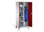 C+P Wäsche-Spind Classic auf Füßen, 2 Abteile, H1850xB810xT500mm Front Rubinrot Korpus Lichtgrau ; C + P Möbelsysteme (8060-22|S10085)