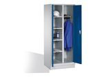 C+P Wäsche-Spind Classic auf Sockel, 2 Abteile, H1850xB810xT500mm Front Enzianblau Korpus Lichtgrau ; C + P Möbelsysteme (8160-22|S10003)
