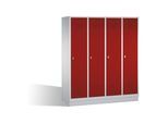 C+P Umkleidespind Classic auf Sockel, 4 Abteile, H1800xB1590xT500mm Front Rubinrot Korpus Lichtgrau ; C + P Möbelsysteme (8020-42|S10000)