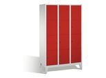 C+P Fächerschrank Classic auf Füßen, 12 Fächer, H1850xB1200xT500mm Front Rubinrot Korpus Lichtgrau ; C + P Möbelsysteme (8010-324|S10007)