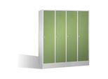 C+P Umkleidespind Classic auf Sockel, 4 Abteile, H1800xB1590xT500mm Front Resedagrün Korpus Lichtgrau ; C + P Möbelsysteme (8020-42|S10064)