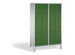 C+P Doppelspind Classic auf Füßen, 4 Abteile, H1850xB1190xT500mm Front Resedagrün Korpus Lichtgrau ; C + P Möbelsysteme (8012-40|S10085)
