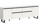Lowboard HOME AFFAIRE "TOMA, 188cm breit, Metall-Kufen-Fuß, 2 Türen, 2 Schubkästen,2 Klappen", weiß, B:188cm H:65cm T:36cm, Sideboards, Lowboard, TV-Lowboard, Mediaschrank, Mediaboard, TV-Schrank, Schrank, Board