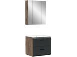 Badezimmer-Set WELLTIME, schwarz (nox oak nb, sschwarz matt), B:60cm H:185cm T:46cm, Holzwerkstoff, MDF, Kastenmöbel-Sets, Bad-Kombination, Bad-Möbel, Badezimmer, Kombination, Kombi