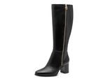 Stiefel MARCO TOZZI BY GMK, Damen, Gr. 38, Normalschaft, schwarz, Lederimitat, unifarben, Schuhe Stiefel, Blockabsatz, Langschaftstiefel, Zierreißverschluss an der Außenseite