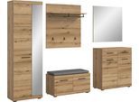 Garderoben-Set HOME AFFAIRE "SIENA, Breite 272 cm, 6-tlg., individuell stellbar, inkl. Sitzkissen", braun (eiche), B:272cm H:197cm T:40cm, Kastenmöbel-Sets, Garderobenkombination, Flurgarderobe, Flur, Garderobe, Diele