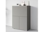 PC-Schrank HOME AFFAIRE "Vera, Sekretär, Home-Office-Schreibtisch mit LED-Beleuchtung", grau pallad, B:90cm H:125,1cm T:42cm, Sekretäre, Multifunktional mit Stauraum, klappbare Tischfläche, LED, B 90 cm