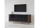 Sideboard HOME AFFAIRE "Kasai", schwarz (wallnut columbia, schwarz hgl), B:199cm H:81cm T:44cm, Sideboards, Sideboard, Breite 199 cm, mit 3 Türen