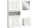 Badezimmer-Set WELLTIME, weiß hochglanz tiefzieh, B:165cm H:185cm T:30cm, Holzwerkstoff, MDF, Kastenmöbel-Sets, Bad-Kombination, Bad-Möbel, Badezimmer, Kombination, Kombi