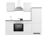 Küchenzeile FLEX-WELL "Kopenhagen", weiß (küche: weiß, front: weiß matt, korpus: weiß, arbeitsplatte: beton, grau), B:220cm H:200cm T:60cm, Komplettküchen-Sets, Küchenzeile, wahlw. mit E-Geräten, Breite 220 cm, viele Farbvarianten erhältlich
