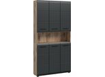 Stauraumschrank WELLTIME, nox oak nb, schwarz matt, B:90cm H:185cm T:30cm, Holzwerkstoff, MDF, Schränke, Stauraumschrank, Florenz, Mehrzweckschrank Nox Oak NB, 90 cm breit, Topseller