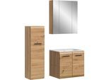 Badezimmer-Set WELLTIME, artisan oak nb, B:105cm H:185cm T:46cm, Holzwerkstoff, MDF, Kastenmöbel-Sets, Florenz, Badkombination 4-tlg.,Artisan Oak NB, inkl. Waschbecken
