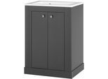 Waschtisch OTTO HOME "WESTMINSTER, Waschbeckenunterschrank inkl. Waschbecken, Metallgriffe", grau (grau dunkel), B:60cm H:86cm T:46cm, Waschtische, Waschtisch, in 2 Farben verfügbar, mit Stauraum, Breite 60 cm
