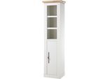 Stauraumschrank OTTO HOME "WESTMINSTER, Badschrank im Landhausstil, Schrank mit Metallgriffen", weiß (pinie weiß dekor), B:53cm H:203cm T:40cm, Schränke, Stauraumschrank, in 2 Farben verfügbar, mit offenen Fächern und Stauraum