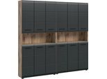 Badezimmer-Set WELLTIME, nox oak nb, sschwarz matt, B:180cm H:185cm T:30cm, Holzwerkstoff, MDF, Kastenmöbel-Sets, Bad-Kombination, Bad-Möbel, Badezimmer, Kombination, Kombi
