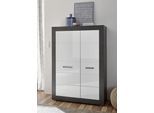 Mehrzweckschrank HOME AFFAIRE "Etero", grau (schwarz concret, weiß mdf hochglanz, applikation schwarz concret), B:100cm H:142cm T:35cm, Schränke, Mehrzweckschrank, Höhe 142 cm