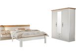 Schlafzimmer-Set OTTO HOME "Westminster", weiß, B/H: 140cm x 200cm, Schlafzimmermöbel-Sets, beinhaltet 1 Bett, Kleiderschrank 3-türig und 1 Wandpaneel
