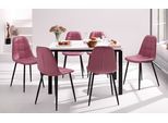 Essgruppe OTTO HOME, rosa (rosa, weiß hochglanz), Kunstleder, Sitzmöbel-Sets, Essgruppe, Esstisch, Breite 120 cm und 4 Esszimmerstühle, Bezug in Kunstleder
