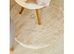 Hochflor-Teppich OTTO HOME "Lugano", beige, H:30mm Ø:80cm, Teppiche, Kunstfell, Uni Farben, sehr weich & kuschelig
