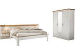 Schlafzimmer-Set OTTO HOME "Westminster", weiß, B/H: 180cm x 200cm, Schlafzimmermöbel-Sets, beinhaltet 1 Bett, Kleiderschrank 3-türig und 2 Wandpaneele