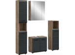 Badezimmer-Set WELLTIME, nox oak nb, sschwarz matt, B:150cm H:185cm T:30cm, Holzwerkstoff, MDF, Kastenmöbel-Sets, Bad-Kombination, Bad-Möbel, Badezimmer, Kombination, Kombi