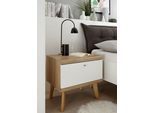 Nachtschrank HOME AFFAIRE "MERLE", braun (eiche rivera dekor), B:54cm H:50cm T:40cm, Schränke, Nachtschrank, in skandinavischem Design, aus FSC-zertifiziertem Holzwerkstoff