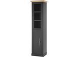Stauraumschrank OTTO HOME "WESTMINSTER, Badschrank im Landhausstil, Schrank mit Metallgriffen", grau (grau dunkel), B:53cm H:203cm T:40cm, Schränke, Stauraumschrank, in 2 Farben verfügbar, mit offenen Fächern und Stauraum