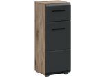 Stauraumschrank WELLTIME "FLORENZ, TOPSELLER, Höhe 80 cm, 1 Tür, 1 Schubkasten", nox oak nb, schwarz matt, B:30cm H:80cm T:30cm, FSC-zertifizierter Holzwerkstoff, MDF, Schränke, Stauraumschrank, Türanschlag wechselbar, hochwertige MDF Front, Badschrank, Bad