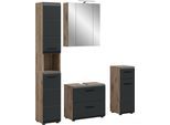 Badezimmer-Set WELLTIME, nox oak nb, sschwarz matt, B:150cm H:185cm T:30cm, Holzwerkstoff, MDF, Kastenmöbel-Sets, Bad-Kombination, Bad-Möbel, Badezimmer, Kombination, Kombi