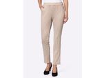 Schlupfhose CLASSIC BASICS, Damen, Gr. 24, Kurzgrößen, beige (beige, ecru, kariert), 98% Polyester, 2% Elasthan, Hosen Schlupfhose