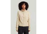 Longpullover G-STAR "Milano Half Zip Knit", Damen, Gr. XL, beige (dk talc), Obermaterial: 100% Baumwolle, Pullover Longpullover